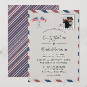 Vintage 4th Of July Photo Wedding Invitation