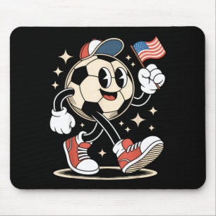 Vintage 4th Of July Soccer Ball Funny Retro Usa Bo Mouse Pad