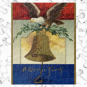 Vintage 4th of July with Eagle and Liberty Bell Jigsaw Puzzle