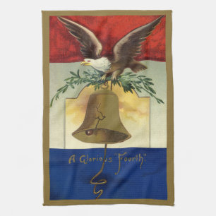 Vintage 4th of July with Eagle and Liberty Bell Ki Kitchen Towel