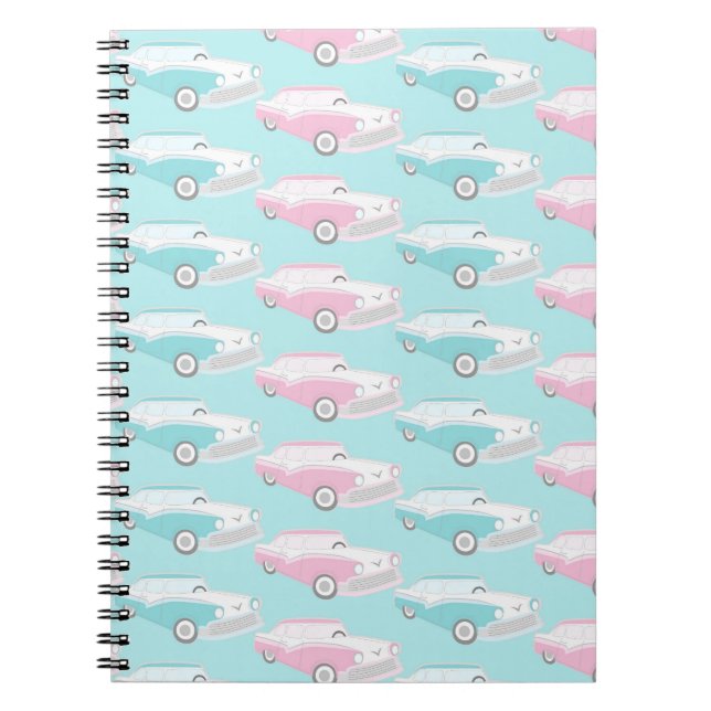 Vintage 50s Car Print Pattern Design Notebook (Front)