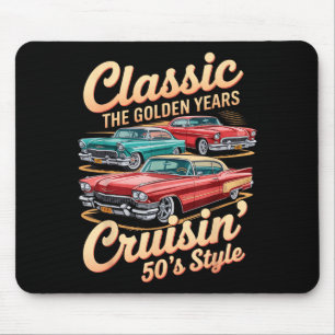 Vintage 50s Car Tee Clic Muscle Car For Men & Mouse Pad