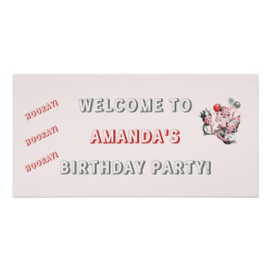 Vintage 50s Children's Birthday Hooray Welcome Poster