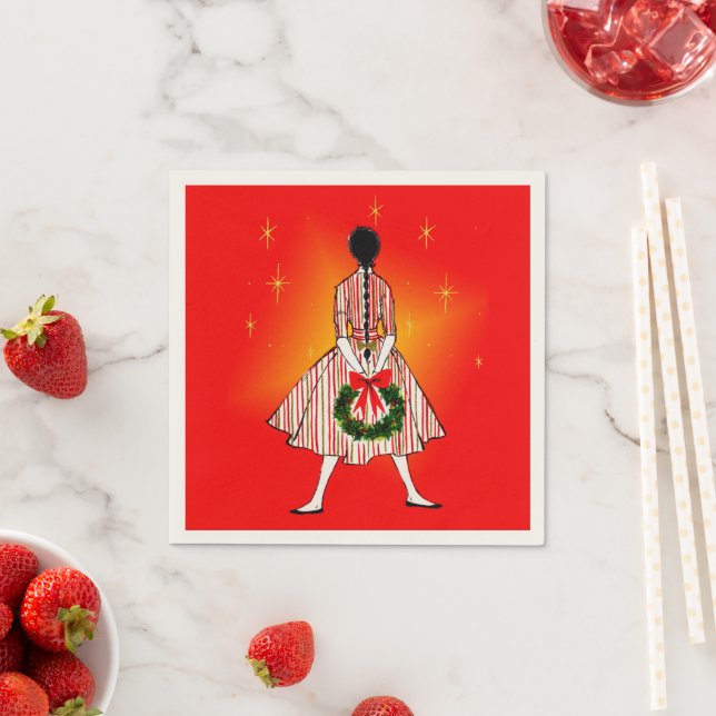Vintage 50's Christmas Girl Party Napkins (Insitu)