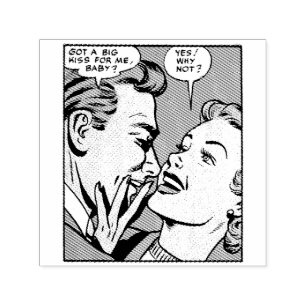 Vintage 50s Romantic Comics Panel Got A Big Kiss S Self-inking Stamp