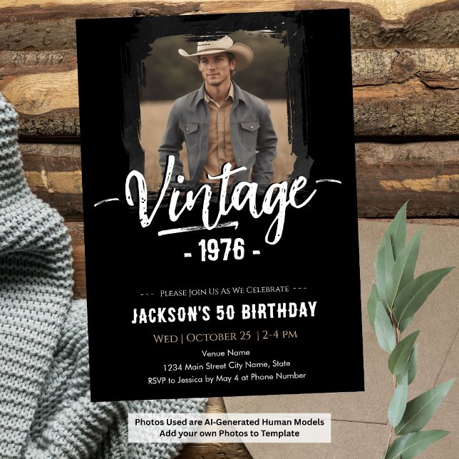 Vintage 50th Birthday  Invitation (Creator Uploaded)