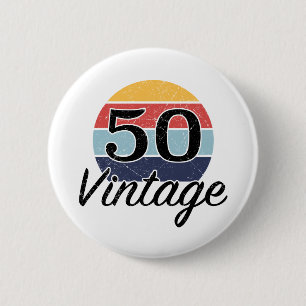 Vintage 50th Birthday Sunset 2 Inch Round Button
