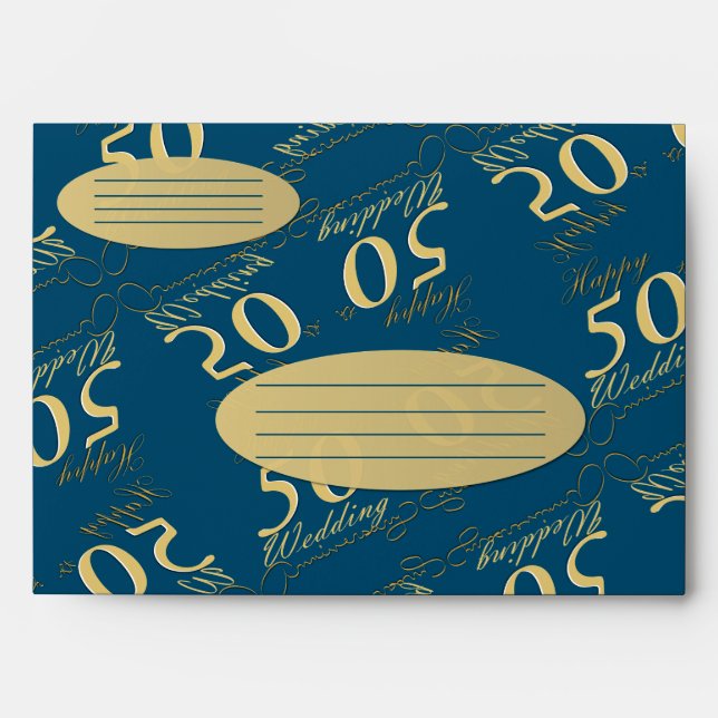 Vintage 50th Wedding Anniversary Invitation Envelope (Front)