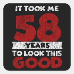 Vintage 58 Years Old Funny 58th Birthday Gift Square Sticker