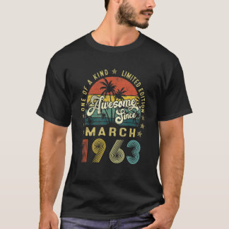Vintage 59 Years Old March 1963 Decorations 59th B T-Shirt