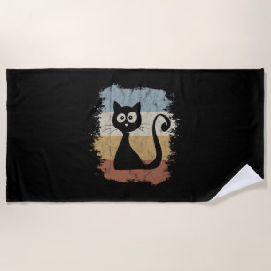 Vintage 60s Colours Retro Comic Cat Cute Kitty Gif Beach Towel