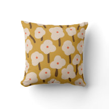 Vintage 60s flower floral pattern Throw Pillow