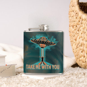 Vintage 60's Style Flying Saucer  Hip Flask