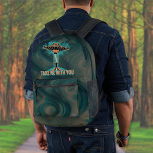 Vintage 60's Style Flying Saucer  Printed Backpack