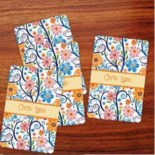 Vintage 60s Vibe Mod Abstract Floral Theme  Playing Cards