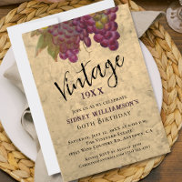 Vintage 60th Birthday, Elegant Vineyard Wine Theme