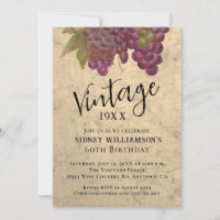 Vintage 60th Birthday, Elegant Vineyard Wine Theme
