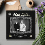 Vintage 60th Wedding Anniversary Favour Tags<br><div class="desc">Make a lasting impression with your guests with this vintage,  photo template,  diamond sixtieth wedding anniversary design with ornate photo frame,  and elegant motifs at bottom corners. Templates for names and wedding year under photo,  and your special message on back.</div>