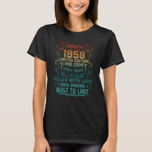 Vintage 65 Years Old March 1958 65th Birthday T-Shirt