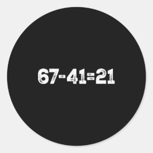 Vintage 67-21=41 Funny Gen Z Math Meme Trendy Back Classic Round Sticker