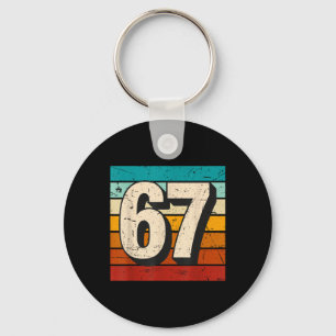 Vintage 67 Meme Retro Six Seven Number Funny 6 7 M Keychain