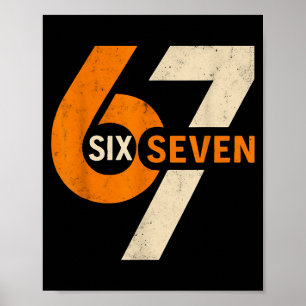 Vintage 67 Six Seven 6 7 Number Retro 67 Meme  Poster