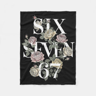 Vintage 67 Six Seven Meme Floral Boho Wildflower 6 Fleece Blanket