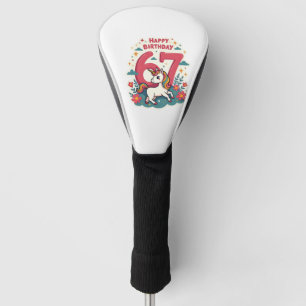 Vintage 67th Birthday Unicorn Rainbow Cute Cartoon Golf Head Cover