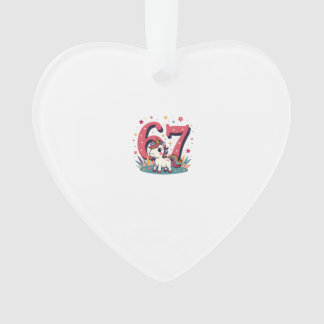 Vintage 67th Birthday Unicorn Rainbow Cute Cartoon Ornament