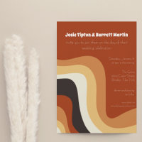 Vintage 70s Abstract Waves Burnt Orange Wedding