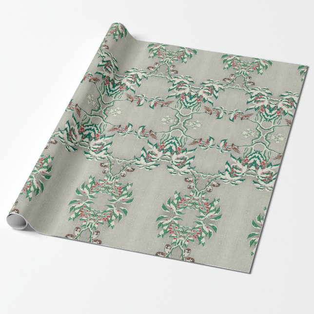 Vintage 70s Christmas wrapping paper (Unrolled)