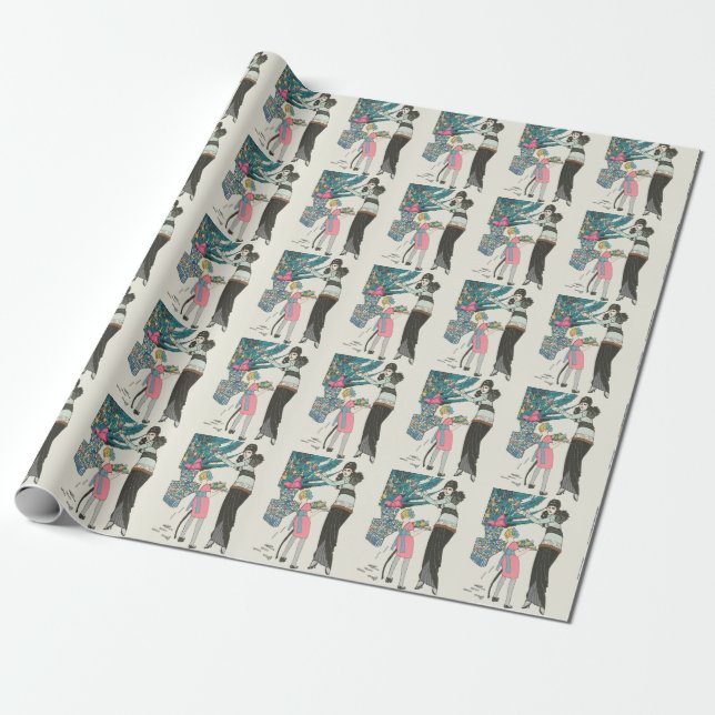 Vintage 70s Christmas wrapping paper (Unrolled)