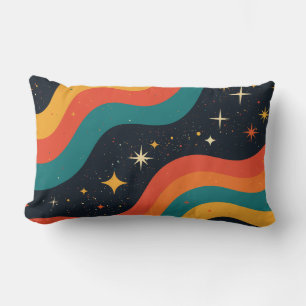 Vintage 70s Cosmic Dream Groovy Wavy Retro Lumbar Pillow