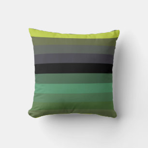 Vintage 70s Lemon Yellow & Sage Green Stripes Throw Pillow
