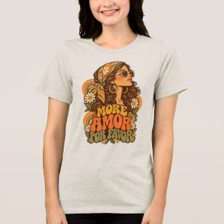 Vintage 70s More Amor Por Favour Hippie Girl Groov Tri-Blend Shirt