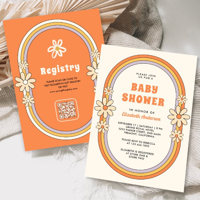 Vintage 70s Retro Colourful Groovy Baby Shower Invitation (Creator Uploaded)