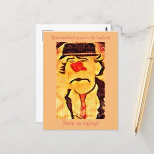 Vintage 70s Sad Clown Drawing (D1) Editable Postca Postcard