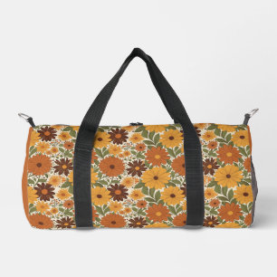 vintage 70s styled floral/flower duffle bag
