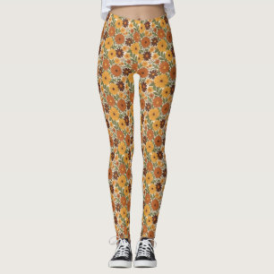 vintage 70s styled floral/flower leggings