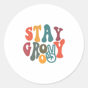 Vintage 70S Vibes Peace Hippie Stay Groovy Classic Round Sticker
