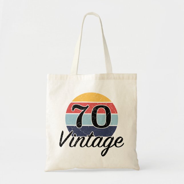 Vintage 70th Birthday Sunset Tote Bag (Front)