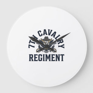 Vintage 7th Cavalry Regiment Chest Print Design_1 Large Clock