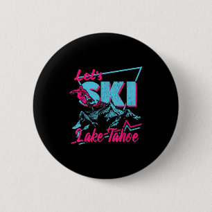 Vintage 80s 90s Skiing Clothes - Retro Lake Tacute 2 Inch Round Button