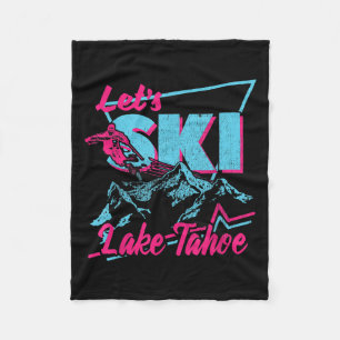 Vintage 80s 90s Skiing Clothes - Retro Lake Tacute Fleece Blanket