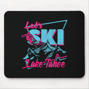 Vintage 80s 90s Skiing Clothes - Retro Lake Tahoe Mouse Pad