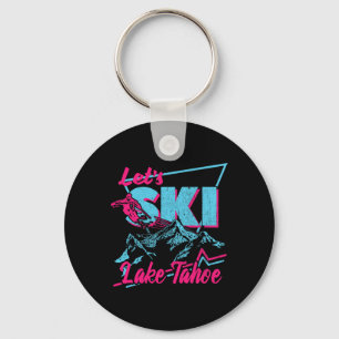 Vintage 80s 90s Skiing Clothing Retro Lake Tahoe Keychain