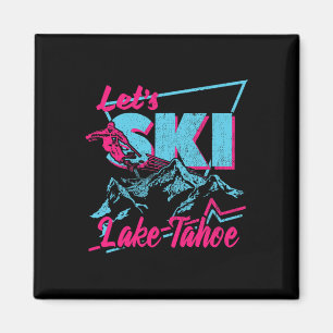 Vintage 80s 90s Skiing Clothing Retro Lake Tahoe Magnet