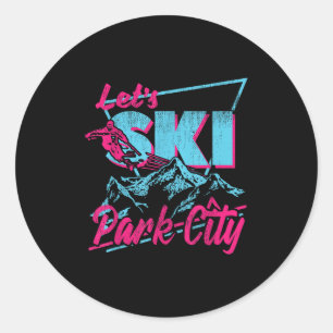 Vintage 80s 90s Skiing Clothing Retro Park City Sk Classic Round Sticker