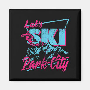 Vintage 80s 90s Skiing Clothing Retro Park City Sk Magnet
