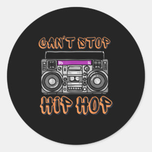 Vintage 80's Can't Stop Hip Hop Boombox  Classic Round Sticker